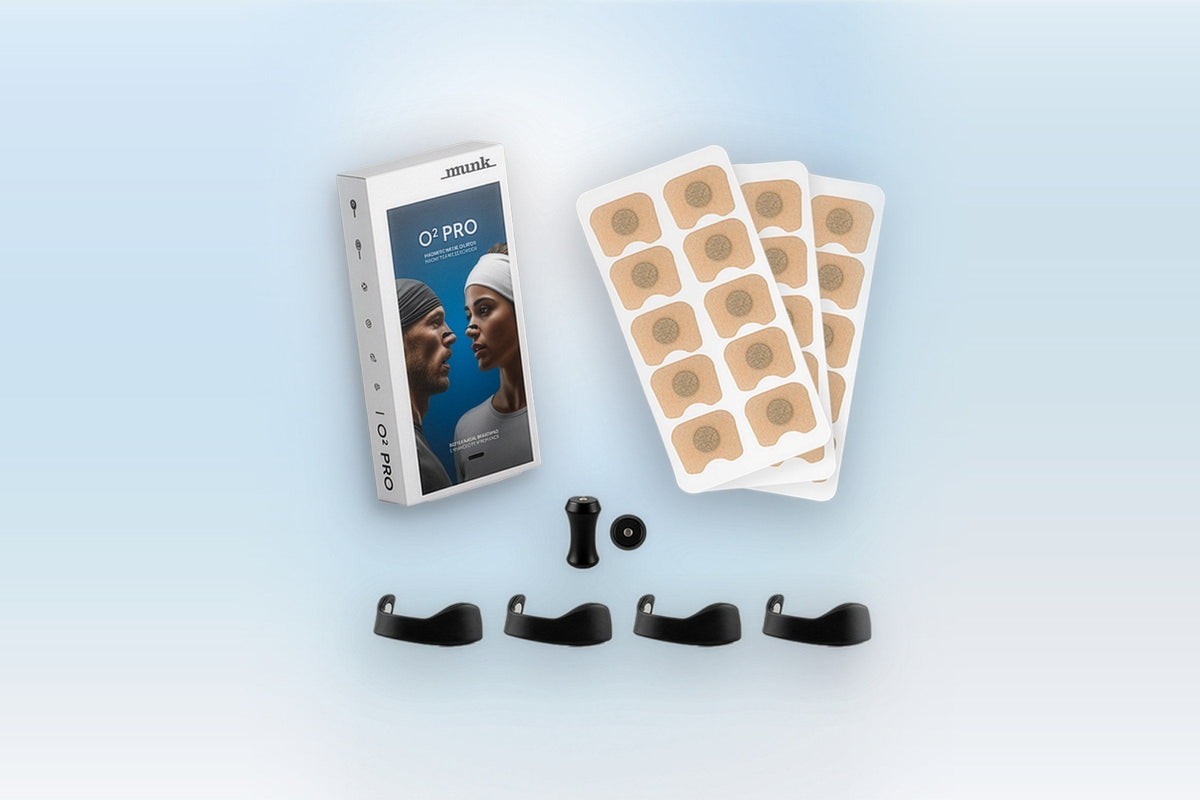 O² PRO Starter Kit med fire bånd i forskellige størrelser, applikator og plastre